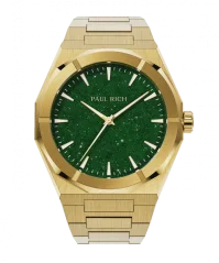 Men's gold Paul Rich watch with steel strap Star Dust II - Gold / Green 43MM
