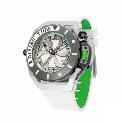 Relógio masculino de prata Mazzucato com bracelete de borracha RIM Scuba Black / White - 48MM Automatic