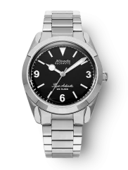 Stříbrné pánské hodinky Nivada Grenchen s ocelovým páskem Super Antarctic 3.6.9 Black No Vintage Effect 32039A20 38MM Automatic
