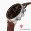 Męski srebrny zegarek Nordgreen ze skórzanym paskiem Pioneer Brown Sunray Dial - Brown Leather / Silver 42MM