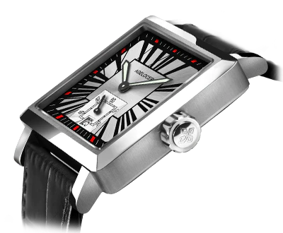 Silberne Herrenuhr Agelocer Watches mit Lederband Codex Retro Series Silver / Red 35MM
