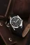 Stříbrné pánské hodinky Nivada Grenchen s koženým páskem Super Antarctic 3.6.9 Black No Vintage Effect 32039A14 38MM Automatic