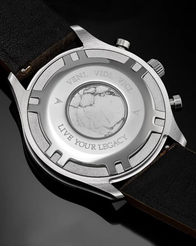 Men's gray Vincero watch with leather strap The Altitude Matte Gray/Brown 43MM