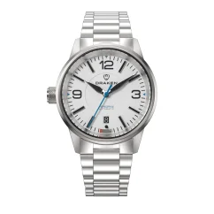 Miesten hopeinen Draken -kello teräshihnalla Peregrine ‘Version A’ White 42MM Automatic