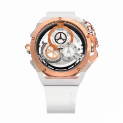 Zlaté pánské hodinky Mazzucato Watches s gumovým páskem Rim Sport Gold / White - 48MM Automatic