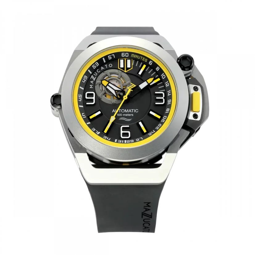 Men's Mazzucato black watch with rubber strap RIM Scuba Black / Yellow - 48MM Automatic