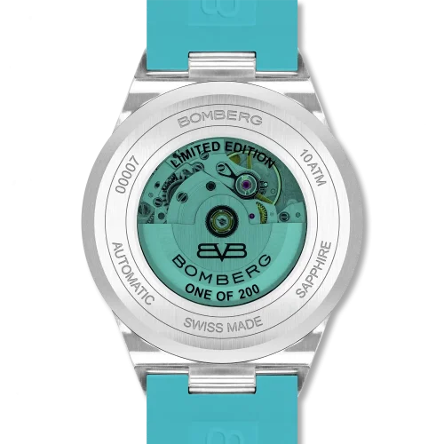 Montre Bomberg Watches pour hommes de couleur argent avec élastique TEAL LAGOON 43MM Automatic