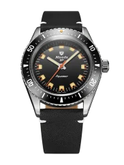 Stříbrné pánské hodinky Nivada Grenchen s koženým páskem Aquamar Black 32068A15 38MM Automatic