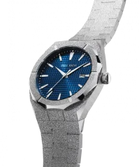 Relógio Paul Rich de prata para homem com pulseira de aço Frosted Star Dust Indigo Waffle - Silver 45MM