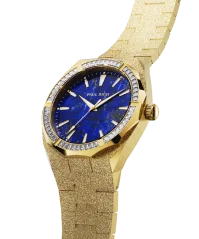 Montre Paul Rich pour homme de couleur or avec bracelet en acier Frosted Star Dust Lapis Nebula - Gold 45MM