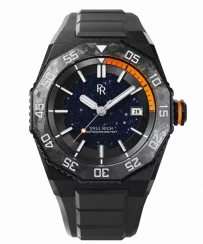 Zwart herenhorloge van Paul Rich met een rubberen band Aquacarbon Pro Shadow Black - Aventurine 43MM