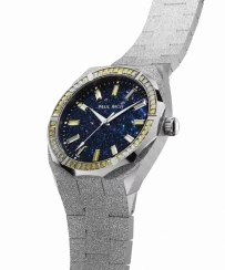 Reloj Paul Rich plateado para hombre con correa de acero Banana Split Frosted Star Dust - Silver 45MM Limited edition