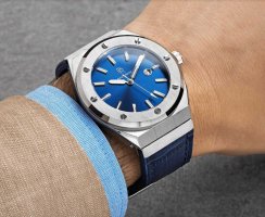Stříbrné pánske hodinky Paul Rich s páskem z pravé kůže Deep Dive - Leather 45MM