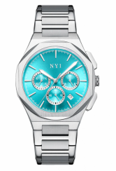 Stříbrné pánské hodinky NYI Watches s ocelovým páskem Cardinal - Silver 42MM