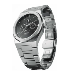 Men's silver Valuchi watch with steel strap Lunar Calendar - Silver Black Automatic 40MM