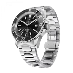 Relógio masculino de prata Venezianico com bracelete de aço Nereide 3321504C Black 42MM Automatic