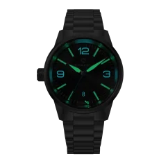 Miesten hopeinen Draken -kello teräshihnalla Peregrine ‘Version A’ Black 42MM Automatic