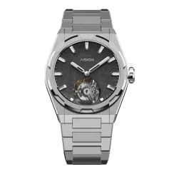 Srebrni muški sat Aisiondesign Watches s čeličnom trakom Tourbillon - Meteorite Dial Gunmetal 41MM