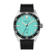 Zilverkleurig herenhorloge van Circula Watches met een rubberen band AquaSport II Türkis - Blue 40MM Automatic
