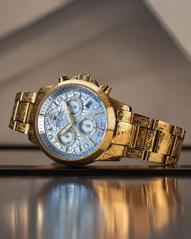 Zlaté dámské hodinky Louis XVI s ocelovým páskem Palais Royale Woman With Diamond 6003 - Gold 38MM