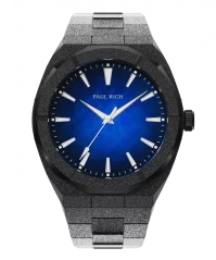 Černé pánské hodinky Paul Rich s ocelovým páskem Frosted Star Dust Midnight Abyss - Black 45MM