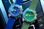 Men's silver Straton Watch with leather strap Yacht Racer Green / Yellow 42MM