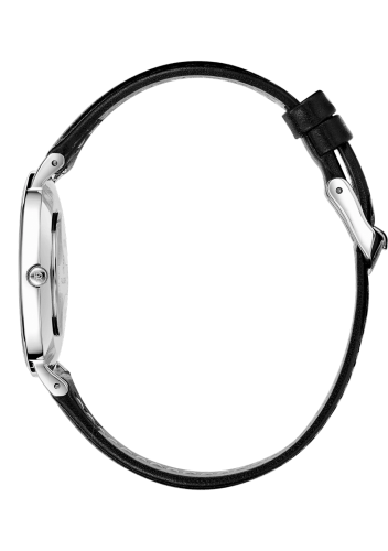 Reloj plateado para mujer Paul Rich con correa de cuero genuino Monaco Black Silver - Black Leather