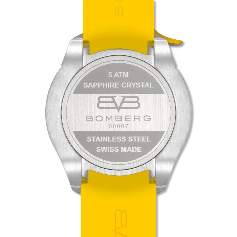 Montre Bomberg Watches pour homme de couleur argent avec bracelet en caoutchouc RACING CARBON YB 45MM