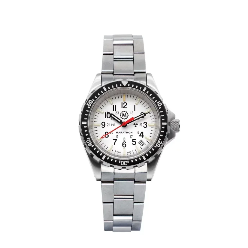 Men's silver Marathon Watches watch with steel strap Arctic Edition Medium Diver's Quartz 36MM