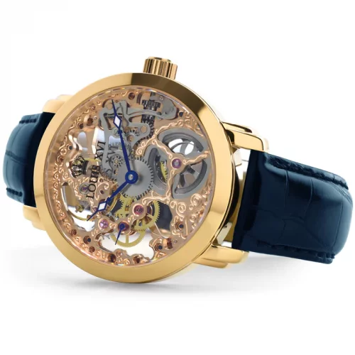 Zlaté pánské hodinky Louis XVI s koženým páskem Versailles 650 - Gold 43MM Automatic
