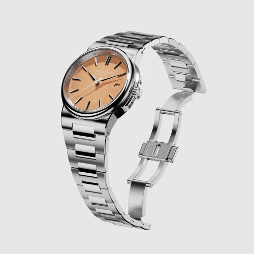 Strieborné pánske hodinky Corniche s nerezovým opaskom La Grande with Salmon dial 39MM