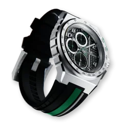 Stříbrné pánské hodinky Bomberg s gumovým páskem APEX GB 42MM