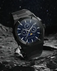 Reloj Paul Rich negro para hombre con correa de acero Star Dust II Moonphase - Black 43MM