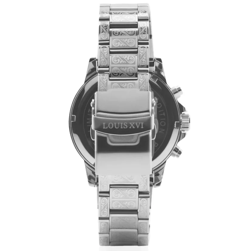 Relógio Louis XVI de prata para homem com pulseira de aço Palais Royale 1088 - Silver 43MM
