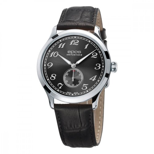 Ανδρικό ρολόι Epos ασημί με δερμάτινο λουράκι Originale 3408.208.20.34.15 39MM Automatic