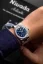 Montre Nivada Grenchen pour homme de couleur argent avec bracelet en caoutchouc F77 DARK BLUE 68010A77 37MM Automatic