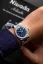 Men's silver Nivada Grenchen watch with steel strap F77 DARK BLUE 68010A77 37MM Automatic