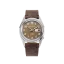 Męski srebrny zegarek Praesidus ze skórzanym paskiem Rec Spec - Khaki Brown Leather 38MM Automatic