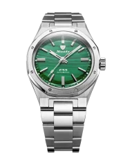 Reloj Nivada Grenchen plata de caballero con correa de acero F77 MARK I 68036A77 37MM Automatic