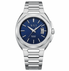 Stříbrné pánské hodinky NYI Watches s ocelovým páskem Hudson - Silver 42MM