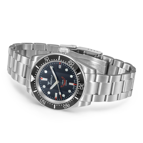Stříbrné pánské hodinky Squale s ocelovým páskem 1545 Black Bracelet - Silver 40MM Automatic