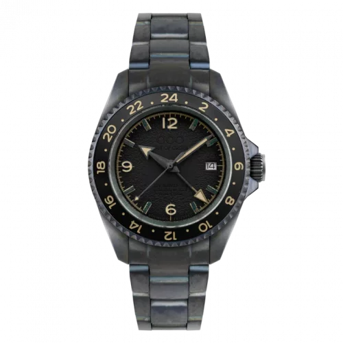 Męski srebrny zegarek Out Of Order Watches ze stalowym paskiem Trecento Black 40MM Automatic