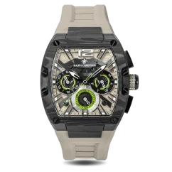 Men's black Ralph Christian watch with a rubber band The Intrepid Sport Carbon Fiber - Ivory Slate 42,5MM