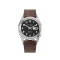 Strieborné pánske hodinky Praesidus s koženým opaskom Rec Spec - White Popcorn Brown Leather 38MM Automatic