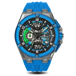 Stříbrné pánské hodinky Ralph Christian s gumovým páskem The Apex Chrono - Celestial Blue 46MM