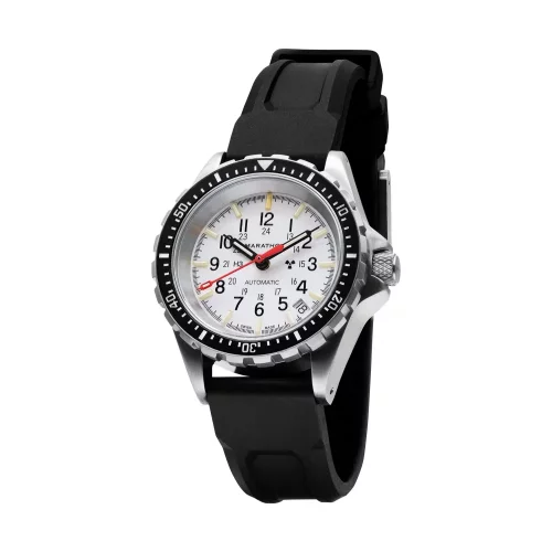 Silberne Herrenuhr Marathon Watches mit Stahlband Arctic Edition Medium Diver's 36MM Automatic