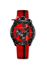 Schwarze Herrenuhr Bomberg Watches mit Gummiband Racing MONZA 45MM