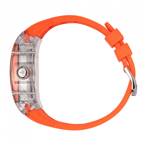 Ralph Christian zilveren herenhorloge met rubberen band The Ghost - Neon Orange Automatic 43MM