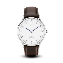 Relógio About Vintage de prata para homem com cinto de couro genuíno Vintage Steel / White 1969 41MM