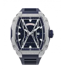 Men's silver Paul Rich Watch with a rubber band Frosted Astro Day & Date Lunar - Silver / Blue 42,5MM